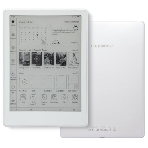 Meebook E-Reader M8 | 7.8' Eink Carta Screen | 300PPI Smart Light | Android 14 | Octa Core Prozessor | Dual Mics&Speakers | Support Play Store | Hand Writing | 4GB+64GB | Micro-SD Slot | White