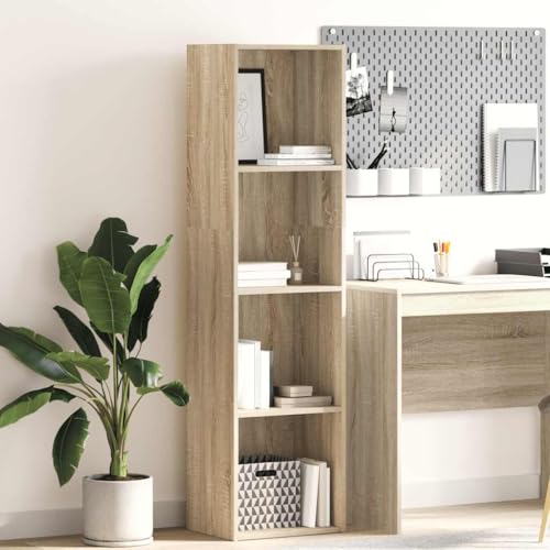 HETFTJN Bücherregal Sonoma Eiche 40x30x152 cm aus Holzwerkstoff mit offenen Fächern für optimalen Stauraum im Wohnzimmer Flur und Schlafzimmer