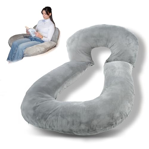 hugnaps Lesekissen für Bett und Sofa - Rückenkissen - Komfortkissen Erwachsene - Reading Pillow - Zweiteilig, Flexibel einsetzbar zum Lesen, Entspannen oder als Schlafkissen (Grau)