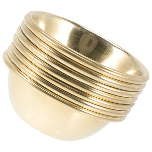 SHINEOFI 7 Stück Tibetisches Meditations Opferschalen Handgefertigte Buddhistische Wasserschalen 9cm Gelb Verschleißfest für Buddhistische Rituale und Zeremonien