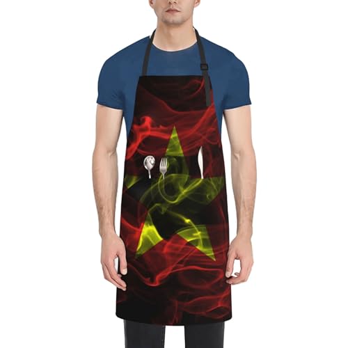 Schürzen Rauch Stil Flagge Von Vietnam Maschinenwaschbar Apron Mit 2 Geräumigen Taschen Kochschürze Für Zum Kochen Garten Künstler