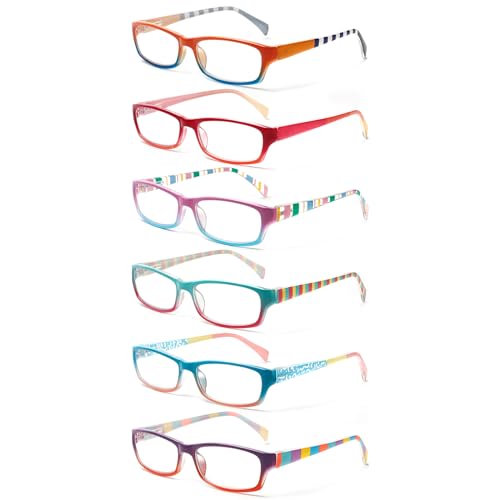 COJWIS 6 pack Lesebrille Blaulichtfilter Brille für Damen Federscharnier Lesehilfe Blendfreie UV Brille Leserbrille (Mehrfarbig, 3.50, x)