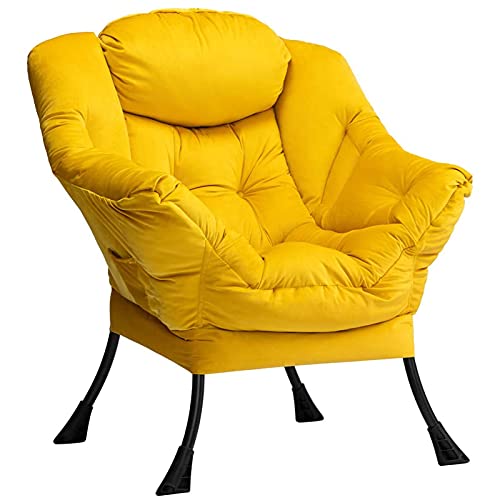 HollyHOME Sessel Wohnzimmer Ohrensessel Samt Relaxsessel Lesesessel Schlafzimmer Lounge Sessel Armlehnensessel mit Armlehnen, Gelb
