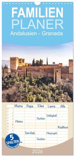 Familienplaner 2026 - Andalusien - Granada mit 5 Spalten (Wandkalender, 21 cm x 45 cm), CALVENDO