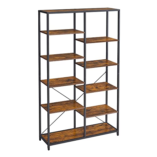 VASAGLE Bücherregal mit 5 Ebenen, Standregal, Regal, für Wohnzimmer, Bad, Küche, Flur, einfache Montage, vintagebraun-schwarz LLS155B01