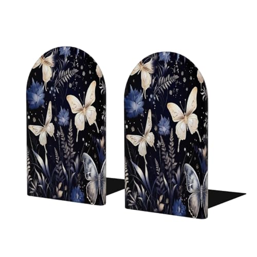 Fantasy Buchstützen aus Holz mit Schmetterlings-Blättern für Regale, robuster Buchhalter aus Holz mit rutschfester Unterseite, dekorativer Buch-Organizer für Büro, Zuhause, Bibliothek, Arbeitszimmer