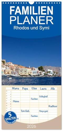 Familienplaner 2026 - Rhodos und Symi mit 5 Spalten (Wandkalender, 21 cm x 45 cm), CALVENDO: Zwei Perlen in der Ägäis, Rhodos und Symi (CALVENDO Orte)