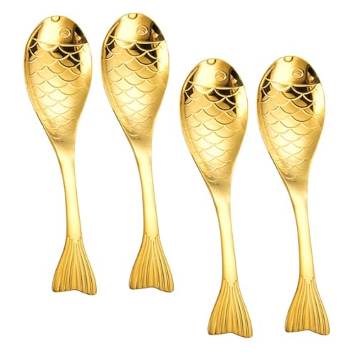 SOIMISS 4 Stück Teiliges Fischförmiges Metalllöffel Mittlere Rostfreie Suppen Dessertlöffel Leicht und Kompakt Sicher für Praktisch für Täglichen Küchengebrauch