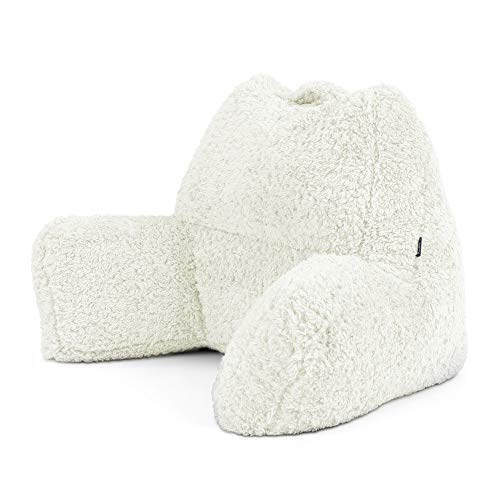 Icon Rückenlehne Lesekissen „Teddybär“, Beige, Lesekissen Flauschig mit Sitzsack Füllung, Lesekissen für Bett, Rückenstütze mit Tragegriff