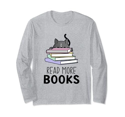 Lesen Sie mehr Bücher | Lustige Katze für Buchliebhaber und Bibliophile Langarmshirt