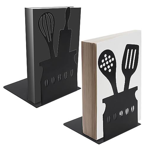 Molbory 2 Stück Buchstützen, 15 x 10 x 10 cm Hohle L-förmige Buchstützen Metall Besteck Stil Kreative Deko Buchstützen für Küche, Büro, Schule