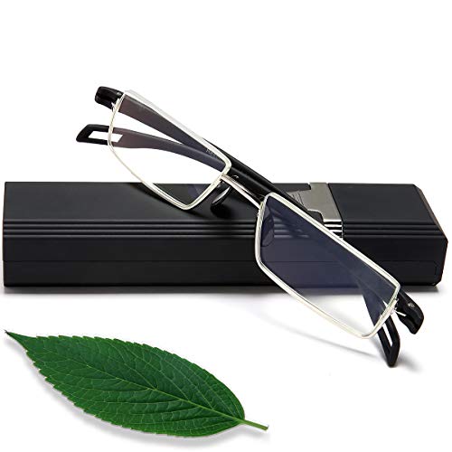 EYEURL Lesebrille mit Ultraleichtem TR90 Brillen Rahmen Lesehilfe aus Metallrahmen mit Brillenetui für Damen und Herren Anti-Blaulicht Lesebrille-1.5