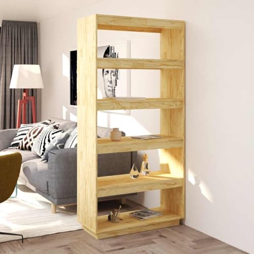 XHNIFBN Bücherregal Kiefer Massivholz 80x35x167 cm Standregal schmal als Raumteiler oder Wohnzimmer Möbel mit FSC Holz Modernes Design Robust & Langlebig für Flur Schlafzimmer Büro