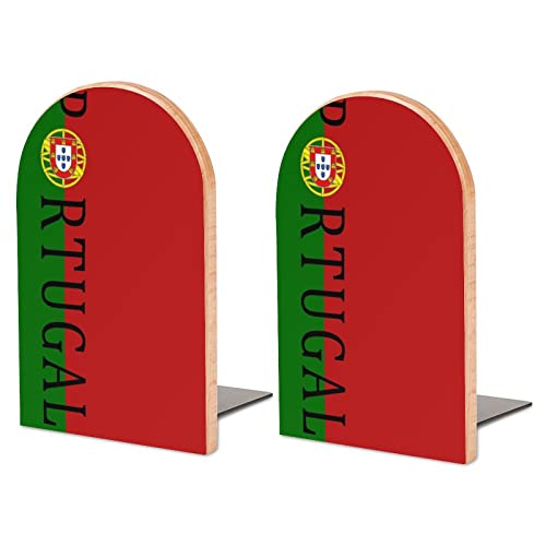 Portugal-Fußball-Buchstützen aus Holz, süße schwere Buchhalter, dekorative Buchstützen für Regale, Schreibtisch, groß