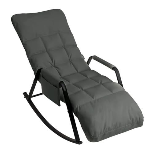 HaiYiZuhause Standard Schaukelstuhl aus Kratzstoff Schaukelsessel mit 5-Fach verstellbare Rückenlehne, bis 160 kg belastbar, ergonomischer Relaxsessel Lesesessel für Wohnzimmer, Dunkelgrau