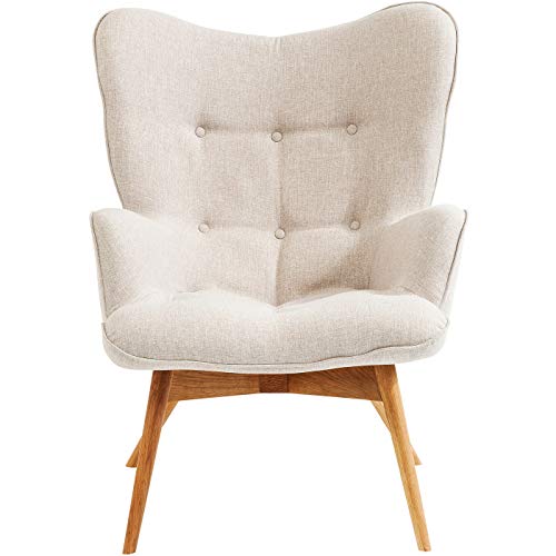 Kare Design Sessel Vicky, Creme/Braun, Lougensessel, TV-Sessel, Eichenholz Gestell, 94x73x83 cm (H/B/T)