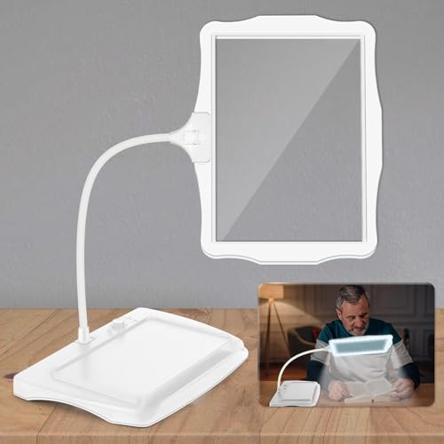 NZQXJXZ 10X Lupe mit Licht und Ständer, Wiederaufladbare 50 LED Flexible Schwanenhals Lupenleuchte, Leselupe mit Llicht für Senioren Groß, Lupenlampe zum Lesen, Nähen, Handwerk, Malen