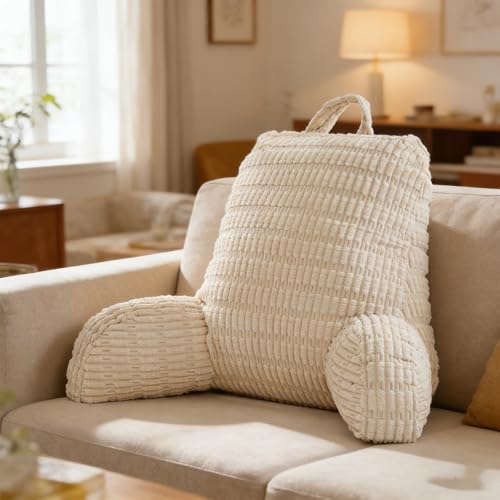 LANZLC Lesekissen für Bett Und Sofa, 80x55cm Rückenkissen mit Armlehne, Ergonomisches Sitzkissen mit Rückenlehne, Rückenlehnenkissen zum Fernsehen, Lesen und Spielen mit Mobiltelefonen im Bett