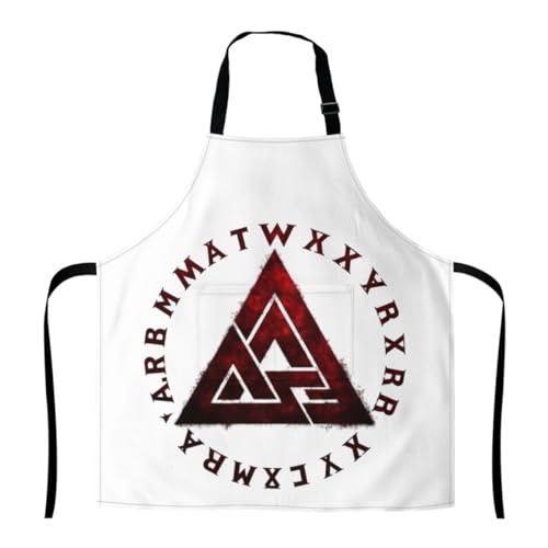 Kittelschürze Valknut Wikinger Symbol Mit Runen Nordisches Tattoo Ölbeständig Latzschürze Unisex Schürzen Für Salon Küche Köche
