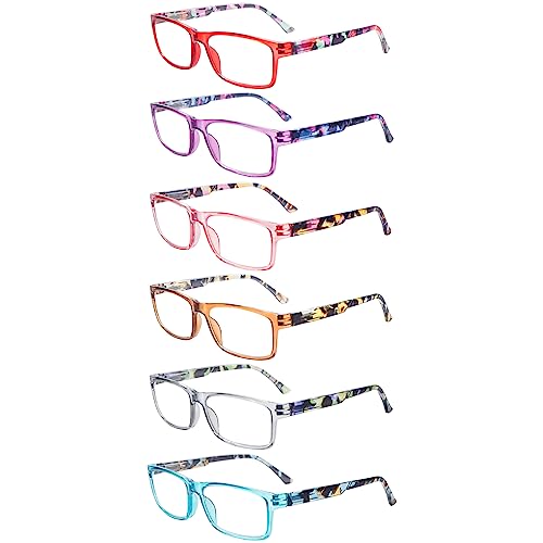 ZONLON 6 Pack Damen Lesebrillen Blaulichtfilter Brille Computerbrille mit Federscharnieren Blendfreie Lesehilfe 1.5