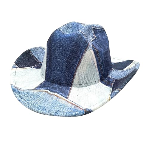 Generisch Western-Cowboyhut für Damen und Herren, breite Krempe, Cowboyhut für Kostüm, Verkleidung, Cosplay Cowboy Teppich (Navy, M)