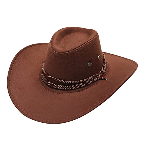 Erwachsene Casual Solid Western Cowboy Sonnenhut Breite Krempe Reise Sonnenkappe Damen Cowboy Hut (Coffee, One Size)