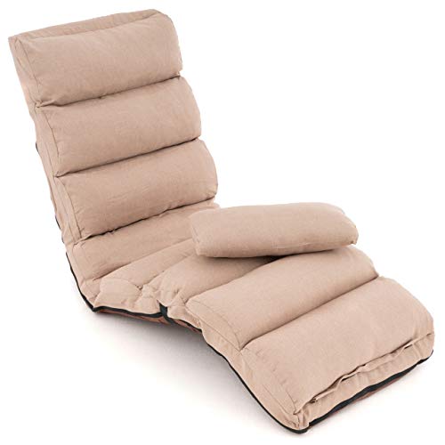 Nexos Trading Bodenstuhl faltbar 175x65x15 Floor Chair Meditation Chair Bodensessel Bodenliege Faules Sofa Meditationsstuhl beige Gästebett Einzelsofa Klappbett Relaxsessel