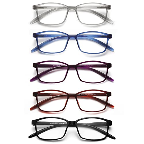 SKYWAY 5 Pack Lesebrille fur Herren Damen, Blaulicht blockierende Brillen, leichte Blendschutz-Computerspielleser