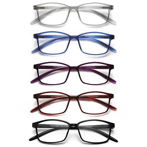 SKYWAY 5 Pack Lesebrille für Herren Damen, Blaulicht blockierende Brillen, leichte Blendschutz-Computerspielleser, lesebrille 2.0