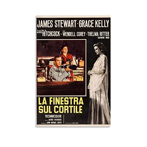 MINGYANMAO Leinwandplakat 60 * 80cm Americano Starring James Stewart Mystery Thriller Film Rear Window Decorative Canvas Wall Art Soggiorno Poster Camera da letto Senza Cornice