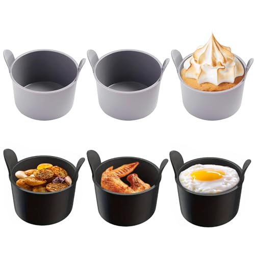Auflaufförmchen für Luftfritteuse, Silikon-Luftfritteusen-Formen, 6 Stück, Luftfritteuse, Eierpochierer, Lebensmittelqualität, Silikonform für Luftfritteuse, Yorkshire Pudding-Tablett, pochierte