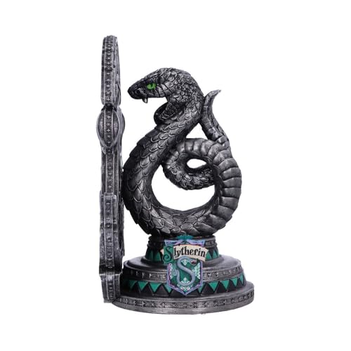 Nemesis Now Harry Potter Slytherin-Buchstütze, offizielles Lizenzprodukt, 20 cm, Kunstharz, Silber - Weihnachtsbaumanhänger