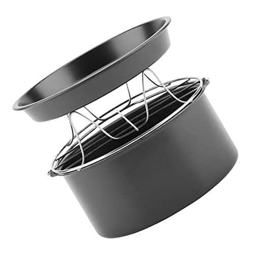 Warmhm 1 Satz Backkuchenkorb Zubehör Backen Teile Gestell runde Kuchenformen Luftfritteuse Pizzapfanne Küchenwerkzeuge Air Fryer Accessoire Rostfreier Stahl Black
