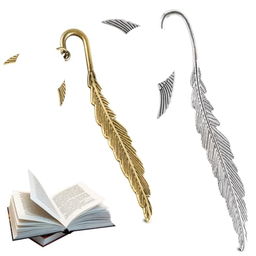 2PCS Wizard Feder Lesezeichen, Metall Goldener Schnatz Lesezeichen, Perfektes Geschenk für Leseratten, Frauen, Mädchen, und Kinder