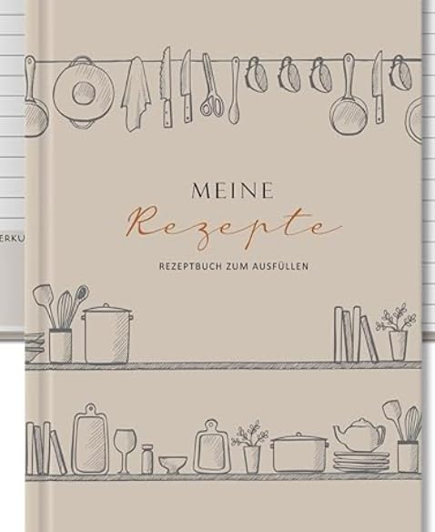 BIROYAL Kochbuch Selbst Schreiben, Rezeptbuch A5 Hardcover, Rezepte Buch Selbst Schreiben, DIY Kochbuch, Backbuch Schreiben | Meine Rezepte | Lieblingsrezepte Rezeptbuch zum ausfüllen, Beige