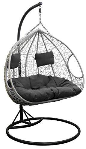 Trendyshop365 XXL Hängesessel mit Gestell Hängeliege Korb inkl. Polster ideal für Garten, Balkon & Lounge Schutzhülle