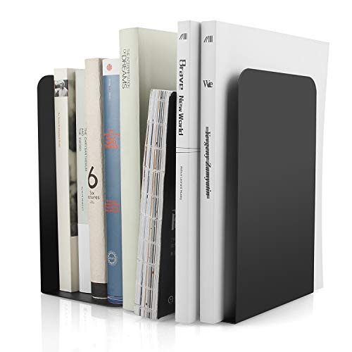 STARVAST 2er-Pack Buchstütze, Buchstützen, rutschfest, 20.3 x 10.2 x 13.3 cm, Book Holder CD Metall, dekorative Buchstützen für Bücher, DVDs,Magazine, in der Schule, im Bür- Schwarz
