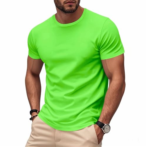 Kurzarm Herren Business Klassisch Mode Tops Regular Fit Täglicher Verschleiß All-Match Casual T-Shirt Leichte Komfortabel Atmungsaktiv Sportshirt L-Green XL