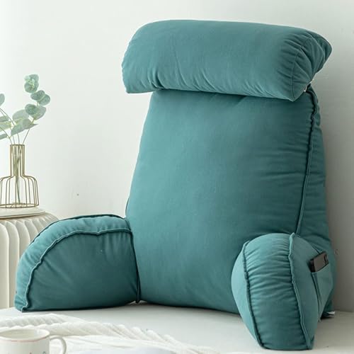 Lesekissen mit Armlehnen,Rückenkissen für Sofa,Bücherkissen Für Bett,mit Abnehmbarer Nackenrolle,Sitzstützkissen Zum Entspannen,Spielen,Lesen,Fernsehen,Emerald Green