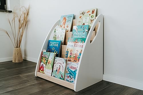 Montessori-Bücherregal aus Massivholz (82, Weiß)