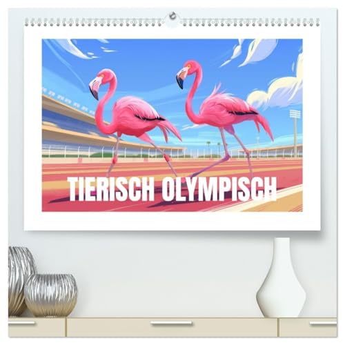 Tierische Olympioniken – Ein farbenfroher KI-Kalender (hochwertiger Premium Wandkalender 2026 DIN A2 quer), Kunstdruck in Hochglanz: Ein farbenfroher ... Spiele vorbereiten (CALVENDO Kunst)