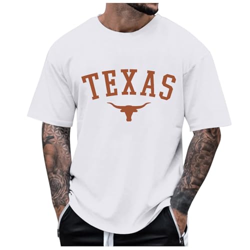 T-Shirts for Herren Baumwolle Streetwear Rundhals Kurzarm Sportshirt Herrenshirt Vintage Casual Sportshirts Slim Fit Sommer Tee Shirt, Shirtjacke fischerhemd Dirndlbluse(Weiß,XL)