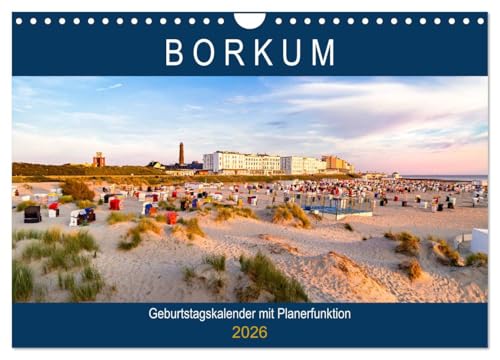 BORKUM Geburtstagskalender mit Planerfunktion (Wandkalender 2026 DIN A4 quer), CALVENDO Monatskalender