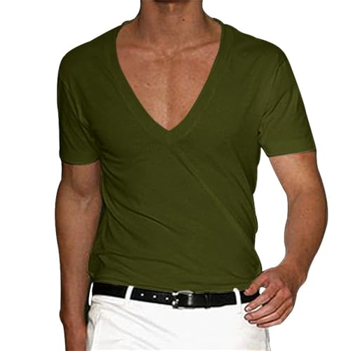 Kurzarm Herren Klassisch Trend Outdoor T-Shirts Regular Fit Komfortabel Casual Tops Leichte Atmungsaktiv Mode T-Shirt H-Army Green L