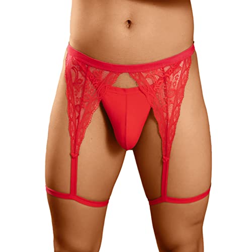 Herren Spitze String Tanga Erotik Sissy Pouch Unterhose Atmungsaktiv Low Rise Dessous Sexy Wetlook Jockstrap Bequem G-String Thong Ultradünne Spitzenbesatz Unterwäsche Gay Slip Reizwäsche Höschen