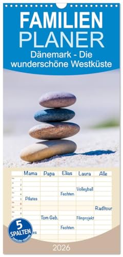 Familienplaner 2026 - Dänemark - Die wunderschöne Westküste mit 5 Spalten (Wandkalender, 21 cm x 45 cm), CALVENDO