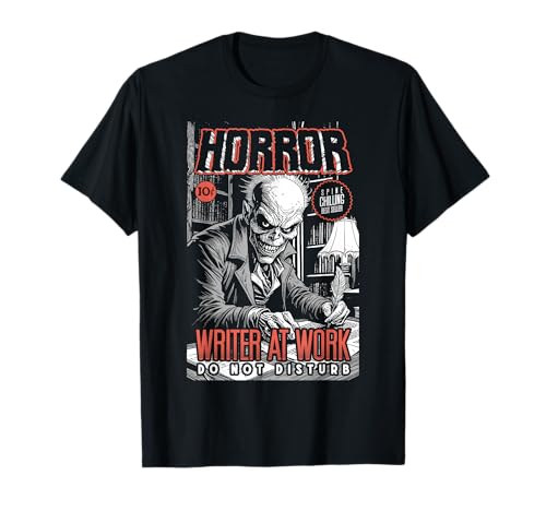 Horror Writer At Work Funny Autor Novelist Scary Book Cover T-Shirt