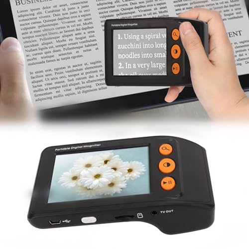 Elektronische Videolupe 3 5-Zoll-LCD-Bildschirm Digitale Videolupe 2X Bis 25x Zoom Handlupe Lesehilfen HD Elektronische Sehhilfen Lupenleser Mobile Lesehilfe für Sehbehinderte