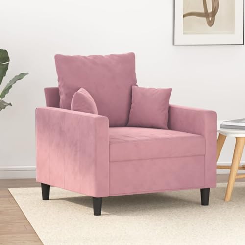 Fangmaliuyun Rosa Samt-Sessel 78x77x80 cm Metallgestell Modernes Design Bequemer Lesesessel mit Armlehnen für Wohnzimmer Jugendzimmer Schlafzimmer