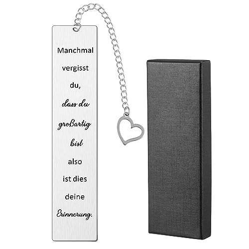 Otuuz Metall Lesezeichen mit Schwarzer Geschenkbox Inspirierendes Lesezeichen Dankeschön Bookmark mit Herz Anhänger Mutmacher Geschenk für Buchliebhaber Frauen Männer Kollegen